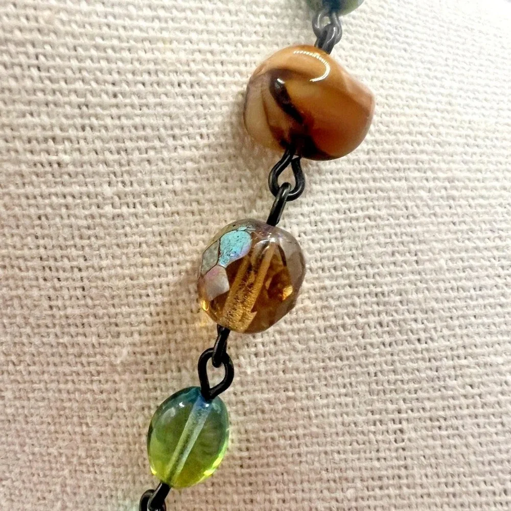 Avgad Artisan Vibes Pendant Necklace Boho Glass Beads Crystal Eclectic Aesthetic